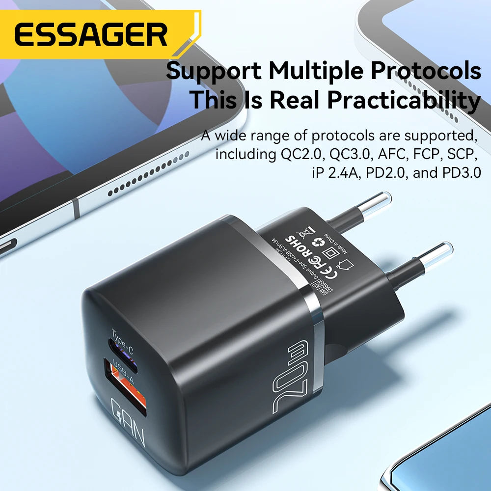 Essager 20W GaN Dual-Port Fast Charger