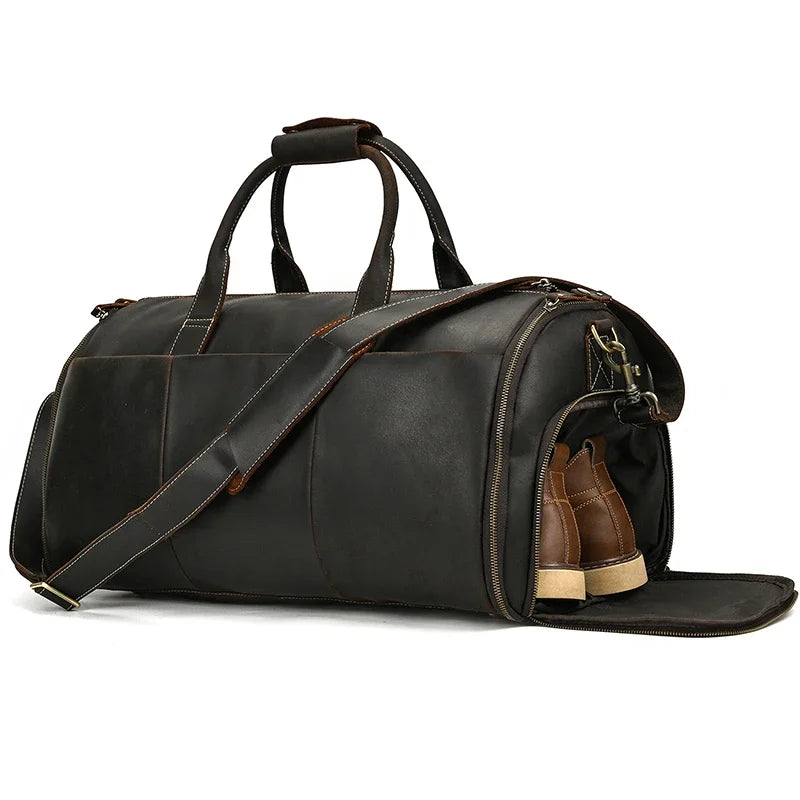 Crazy Horse Leather Travel Bag for Suits