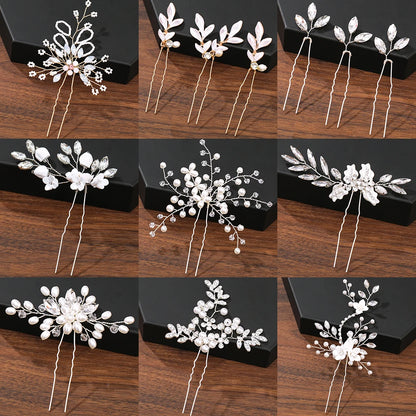 Pearl Rhinestone Flower Hair Pins