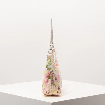 Floral Embroidered Sequin Shoulder Bag