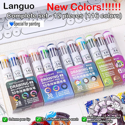 0.8mm Soft Grip Multi-Colour Ballpoint Pen for Drawing & Writing