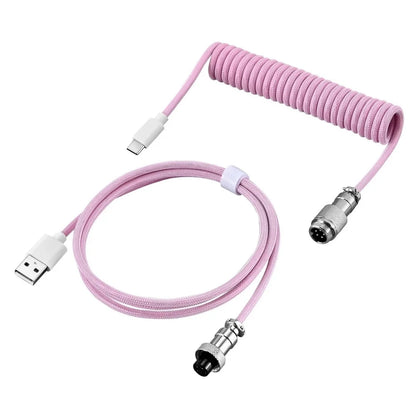 3M Coiled USB-C Mechanical Keyboard Cable – Detachable Aviator Connector