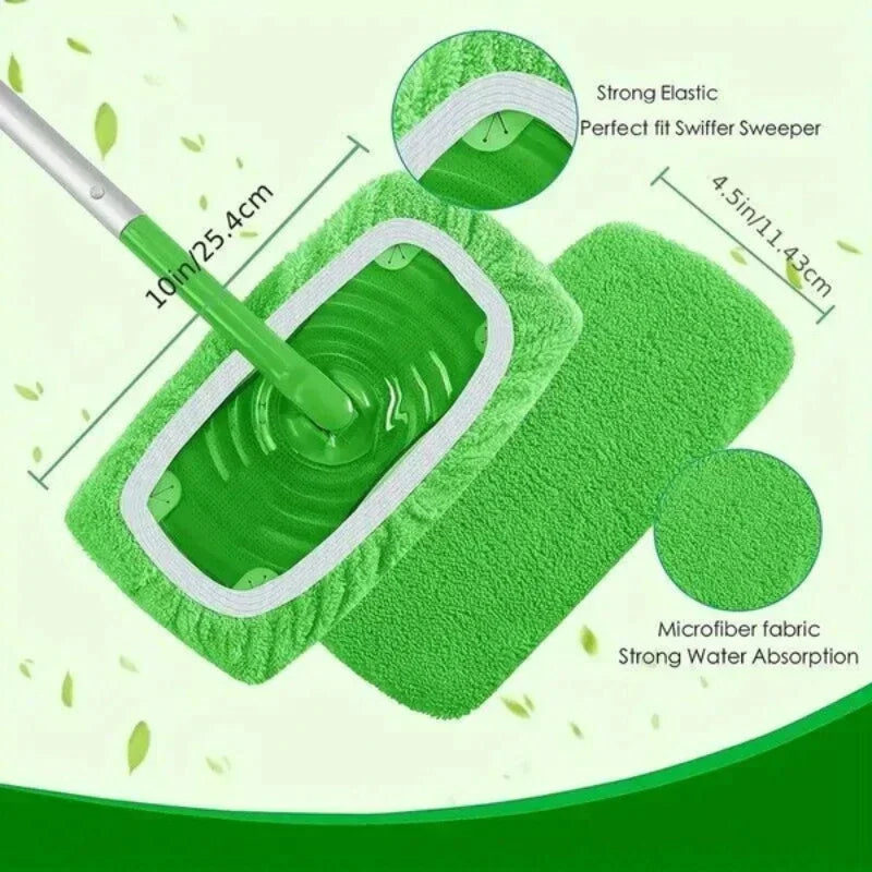 Reusable Microfiber Flat Mop Pad Set