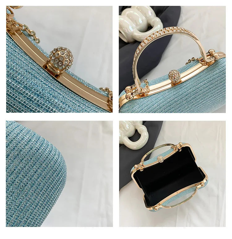 Heart-Shaped Evening Clutch Bag with Chain Strap