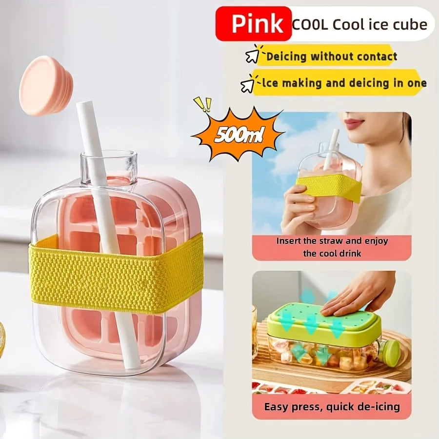 2-in-1 Ice Cube Cup with Straw
