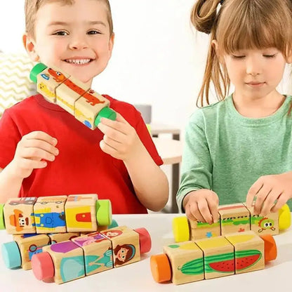 Rotating Wooden Cartoon Matching Puzzle