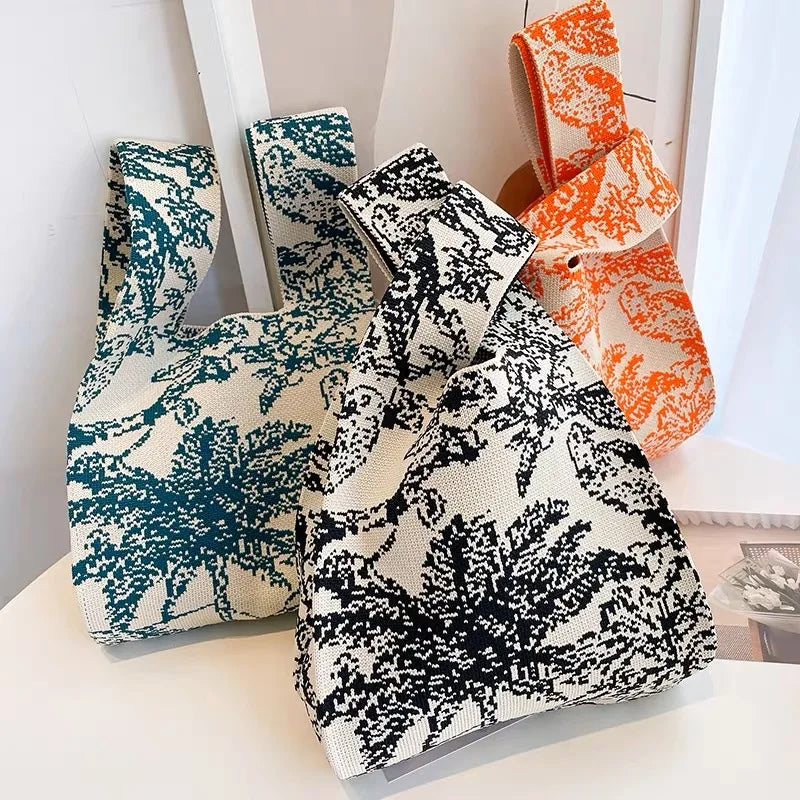 Handmade Knitted Knot Wrist Tote Bag