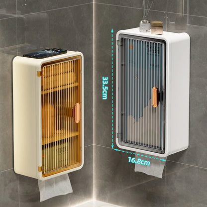 Wall-Mounted Waterproof Tissue Holder & Bathroom Storage Shelf