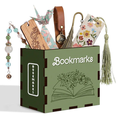 Wooden Book-Shaped Bookmark Holder & Desktop Organizer