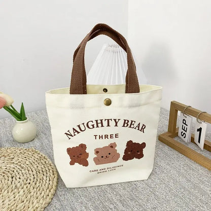 Cute Bear Canvas Mini Tote Bag