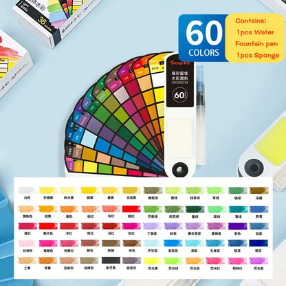 Portable Watercolour Paint Set with Folding Palette