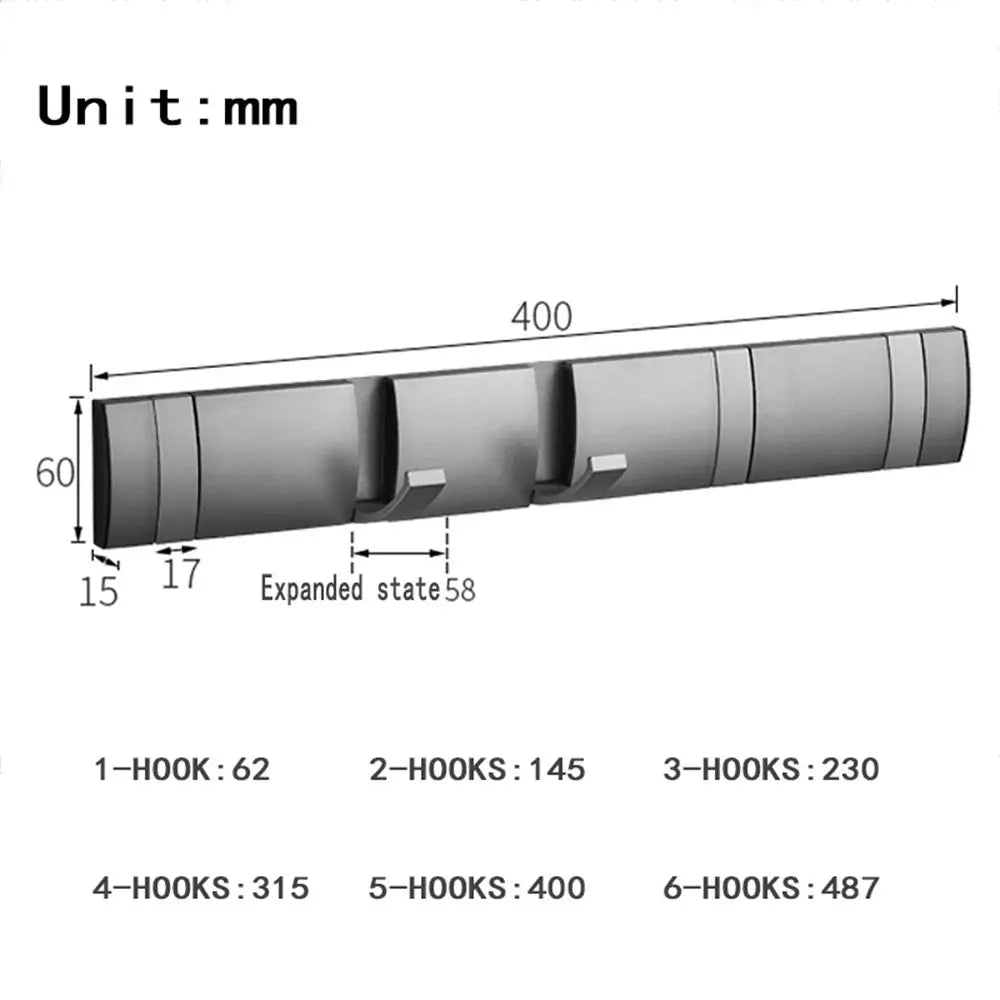 Aluminum Wall-Mounted Hook Rack for Clothes & Towels