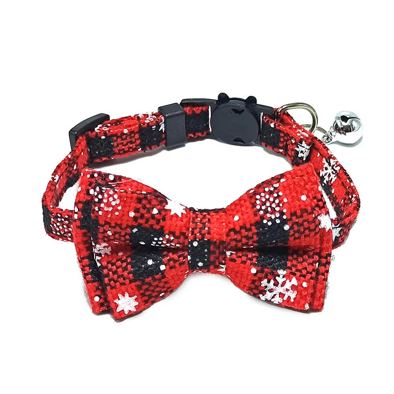 Plaid Cat Collar with Bow Tie & Bell – Adjustable Breakaway Pet Collar