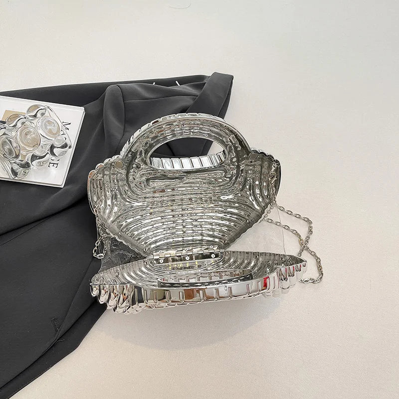 Metallic Acrylic Woven Handbag