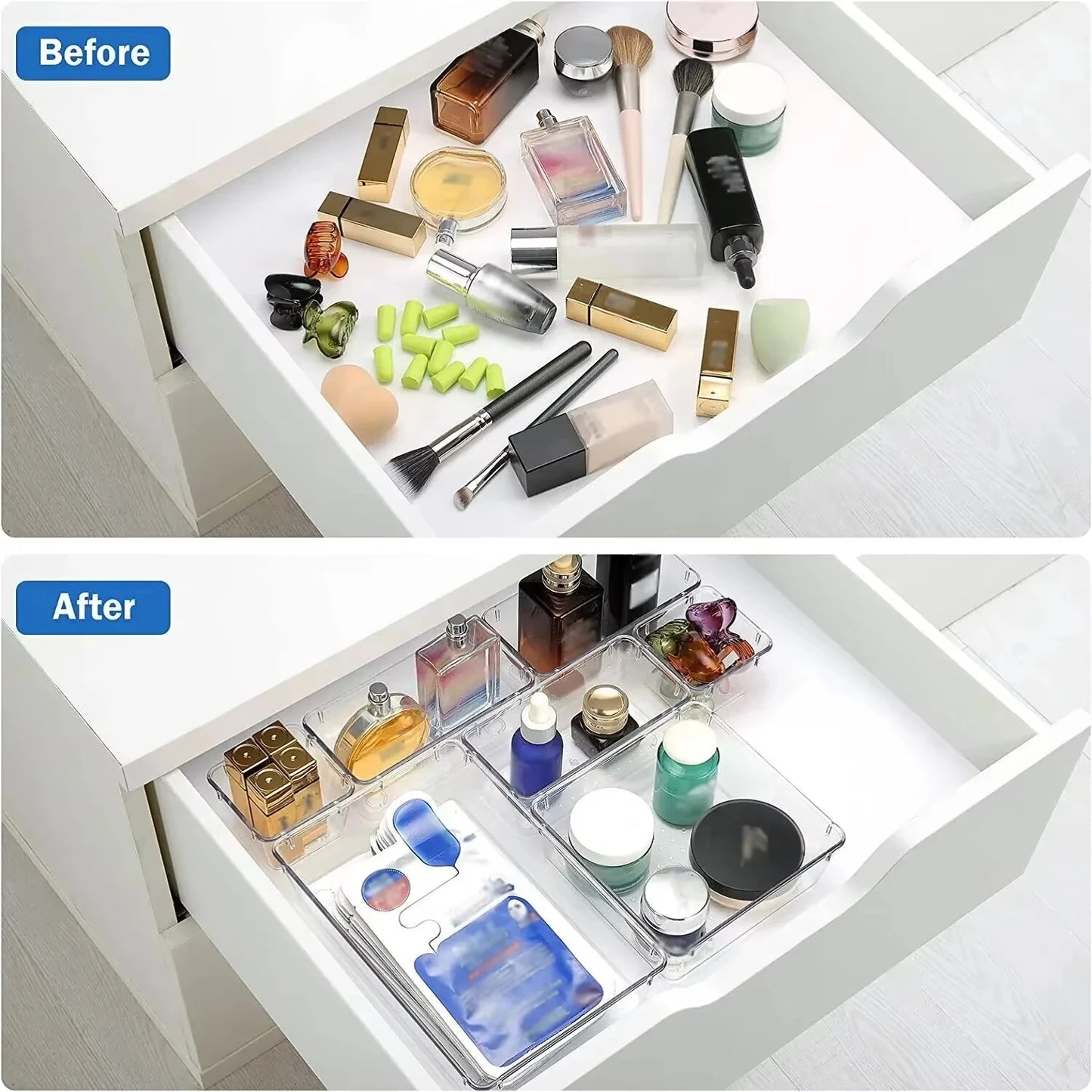 Clear Drawer Organizer Set