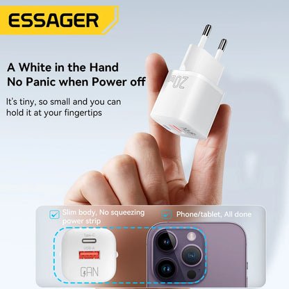 Essager 20W GaN Dual-Port Fast Charger