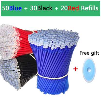 100-Pack 0.5mm Erasable Gel Ink Refills with Bonus Erasers