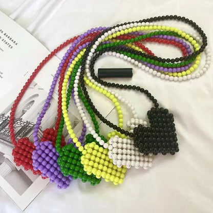 Mini Heart Beaded Crossbody Bag
