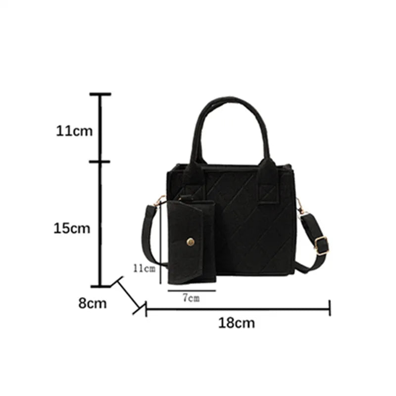 Felt Tote, Crossbody Bag & Wallet Set for Everyday Use