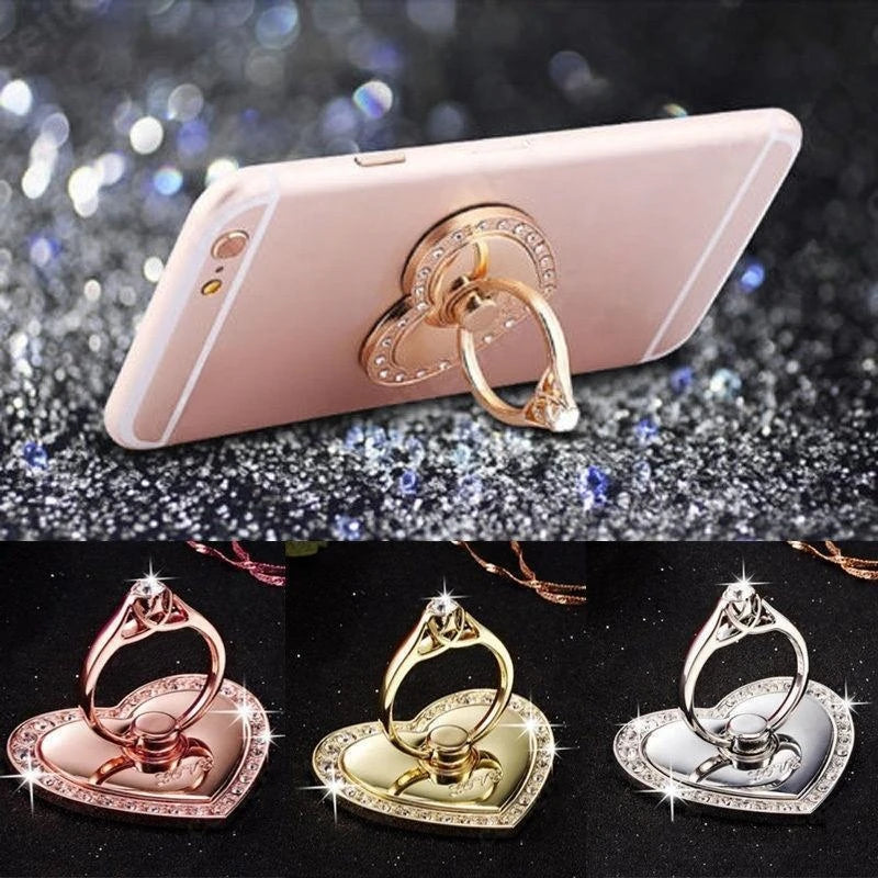 Heart-Shaped Diamond Mobile Phone Holder