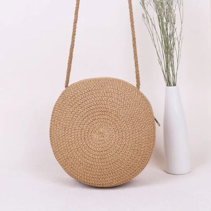 Round Straw Crossbody Bag