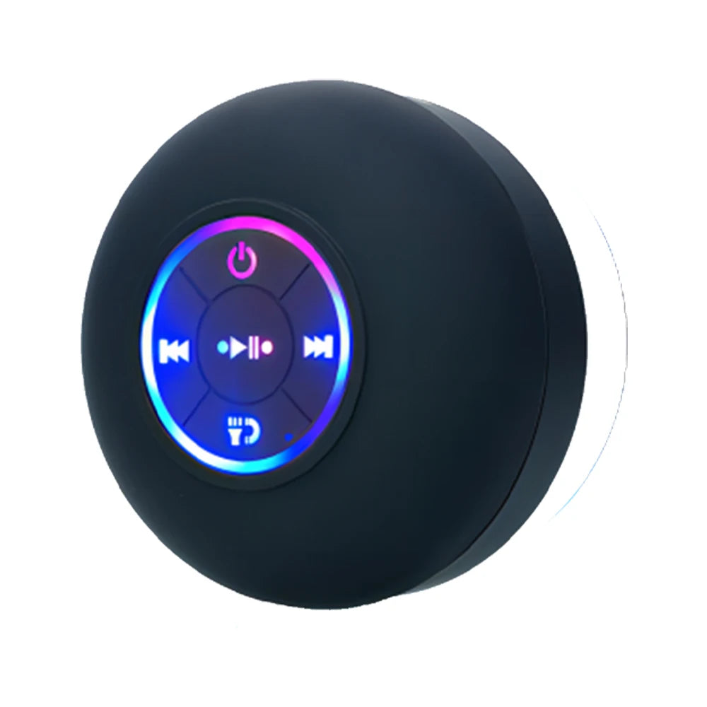 Portable Waterproof Bluetooth Speaker with Suction Cup & LED Lights