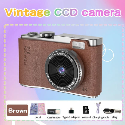 4K Digital Camera with 48MP Autofocus & 64GB SD Card