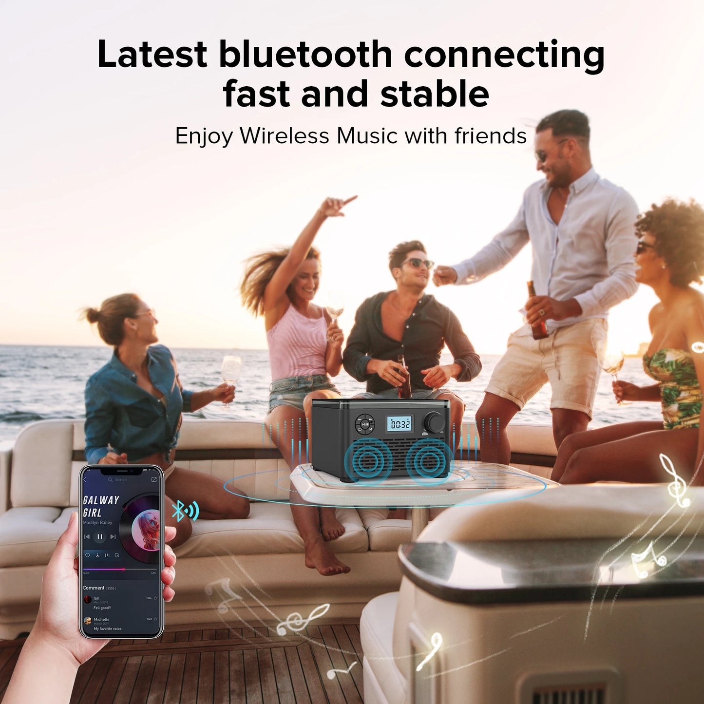 Portable Bluetooth CD Player with FM Radio