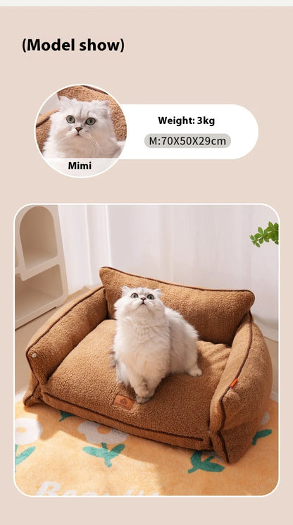 All-Season Plush Pet Sofa Bed for Dogs & Cats