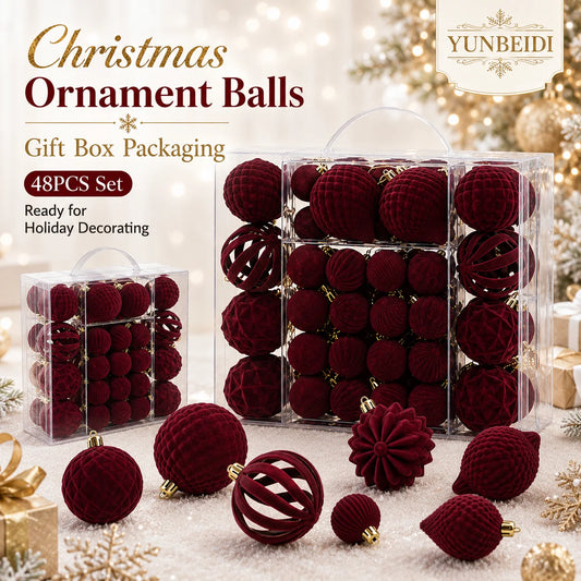48-Piece Velvet Christmas Bauble Set