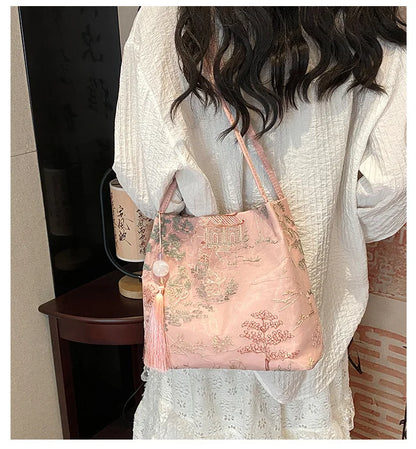 Silk Jacquard Shoulder Bag