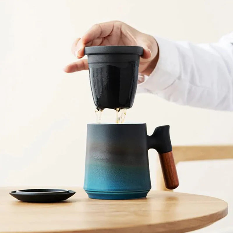 Ceramic Mug with Wooden Handle