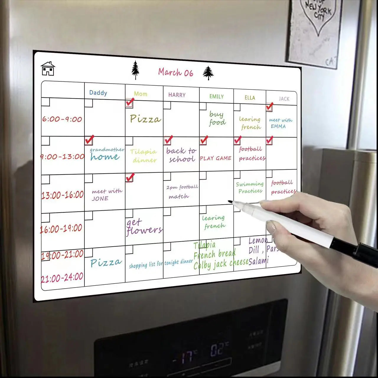 Magnetic Refrigerator Monthly Dry Erase Calendar Planner