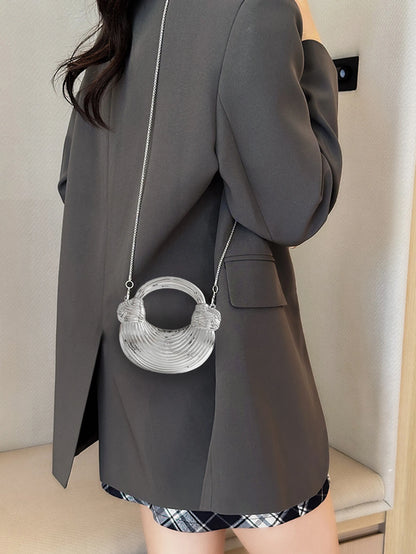 Gold Acrylic Minaudiere Evening Clutch with Chain Strap