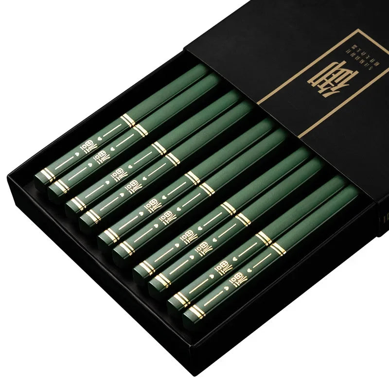 5 Pairs Stainless Steel Non-Slip Chopsticks Set