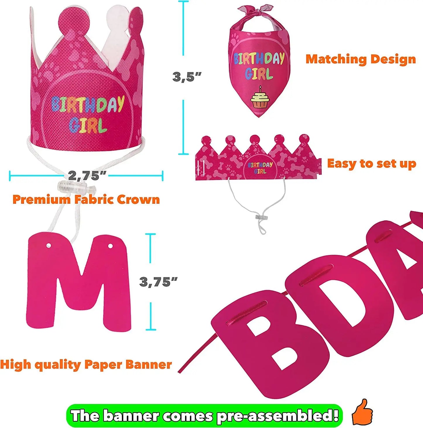 Dog Birthday Party Bandana Set
