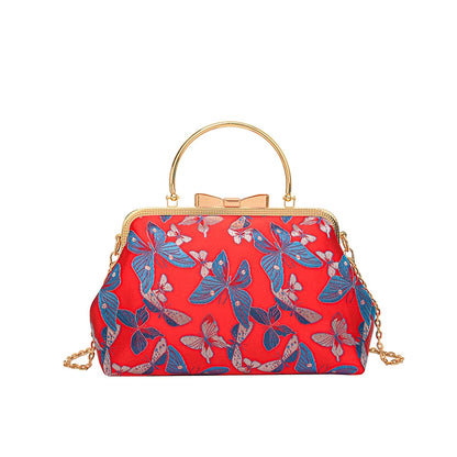 Vintage Embroidered Chain Clutch Handbag