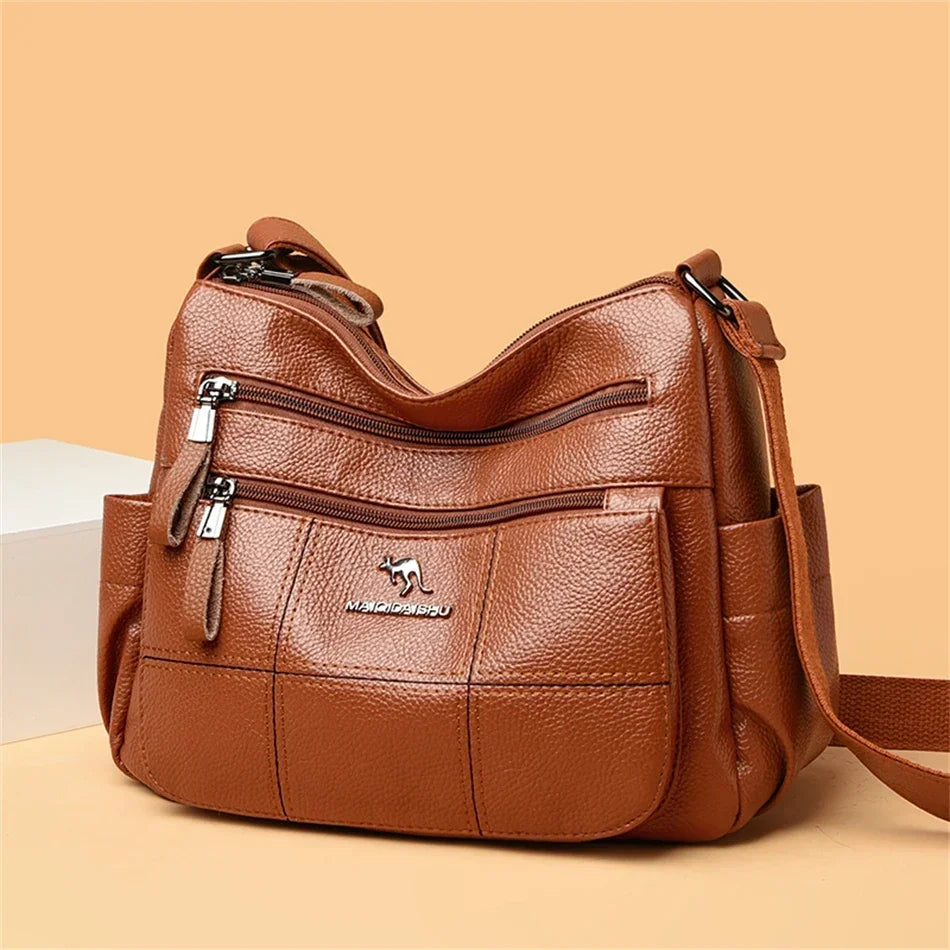 Casual Floral Embossed Leather Crossbody Shoulder Bag