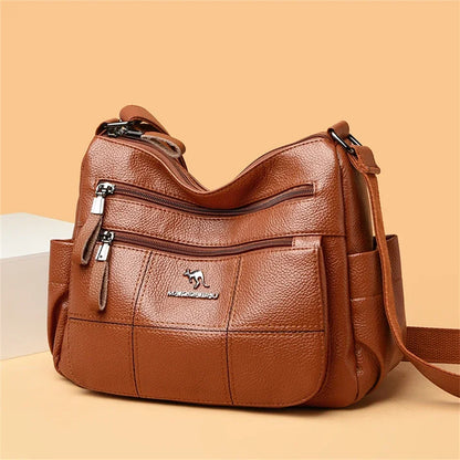 Casual Floral Embossed Leather Crossbody Shoulder Bag