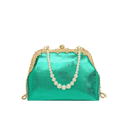 Luxury Pearl Chain Minaudière Shoulder Bag