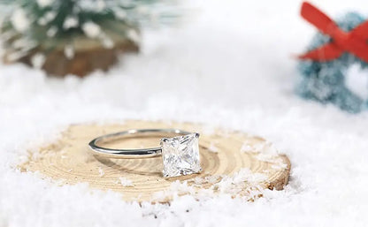 925 Sterling Silver 2CT Square Zircon Engagement Ring