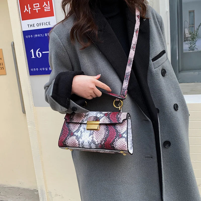 Luxury Snake Pattern Crossbody Shoulder Bag