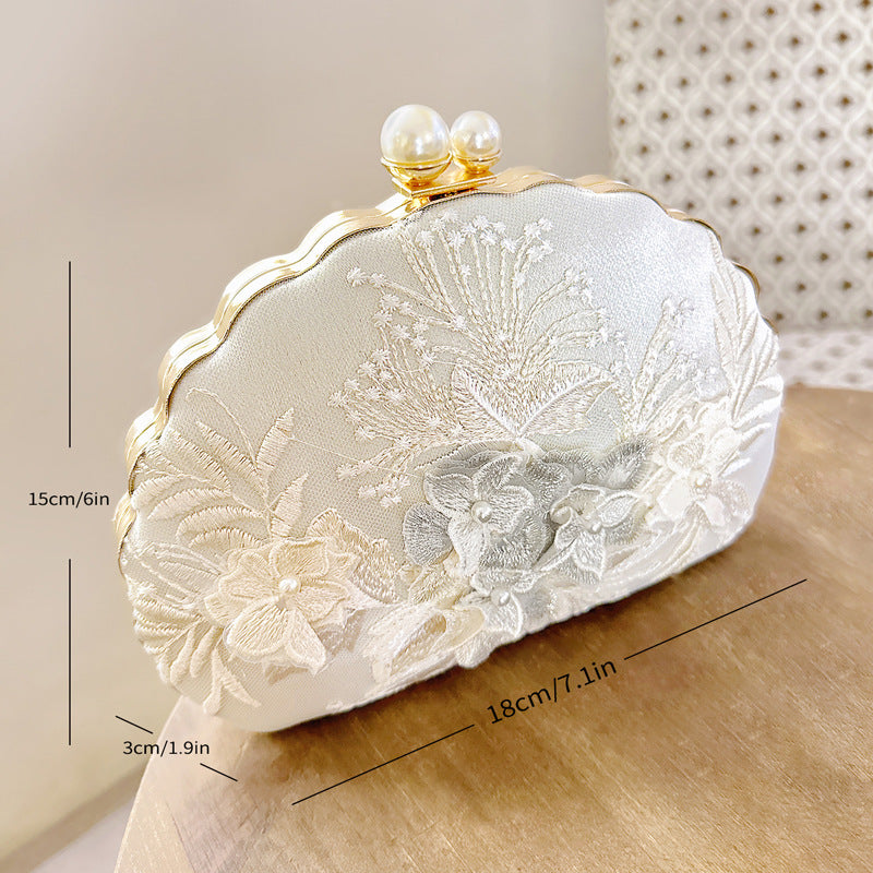 Vintage Lace Shell Evening Clutch Bag