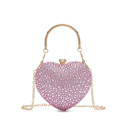 Luxury Heart Crystal Rhinestone Evening Clutch Bag