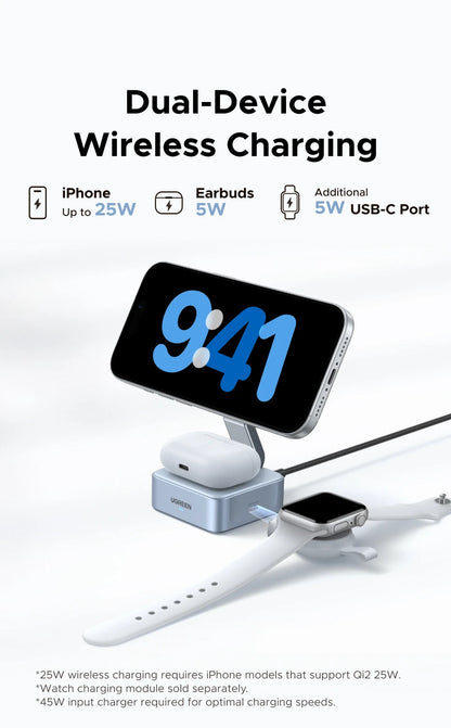Qi2 2-in-1 Magnetic Wireless Charger Stand