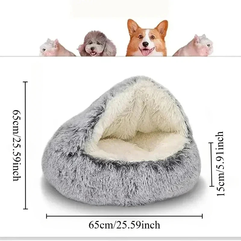 2-in-1 Soft Cushion Bed for Cats & Small Dogs