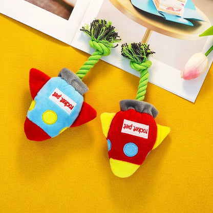 Rocket Shape Plush Dog Toy