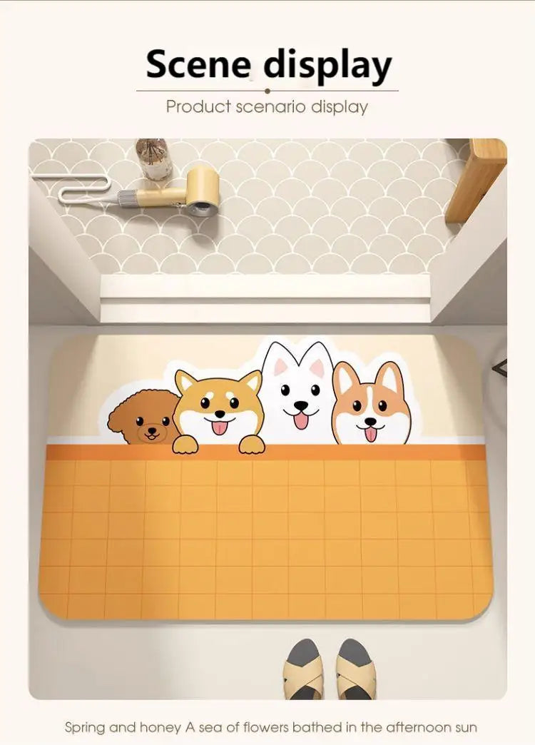 Cute Cartoon Diatomaceous Bathroom Floor Mat