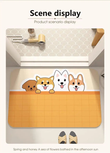 Cute Cartoon Diatomaceous Bathroom Floor Mat