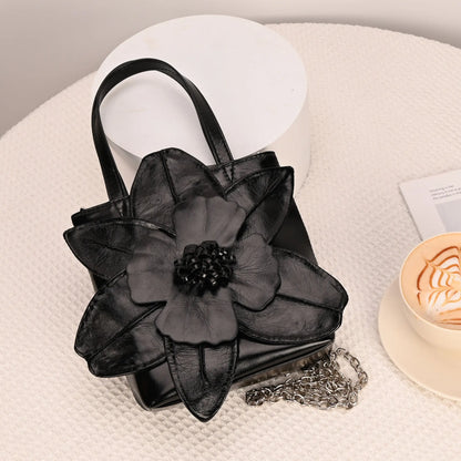 3D Floral PU Leather Bucket Handbag